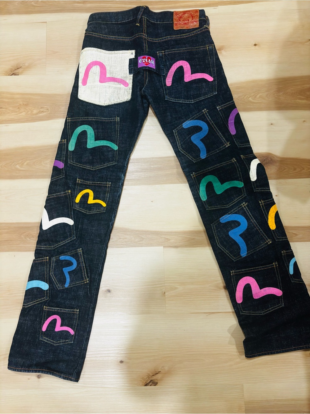Evisu Dark Wash Jeans with Multicolor Pocket jeans